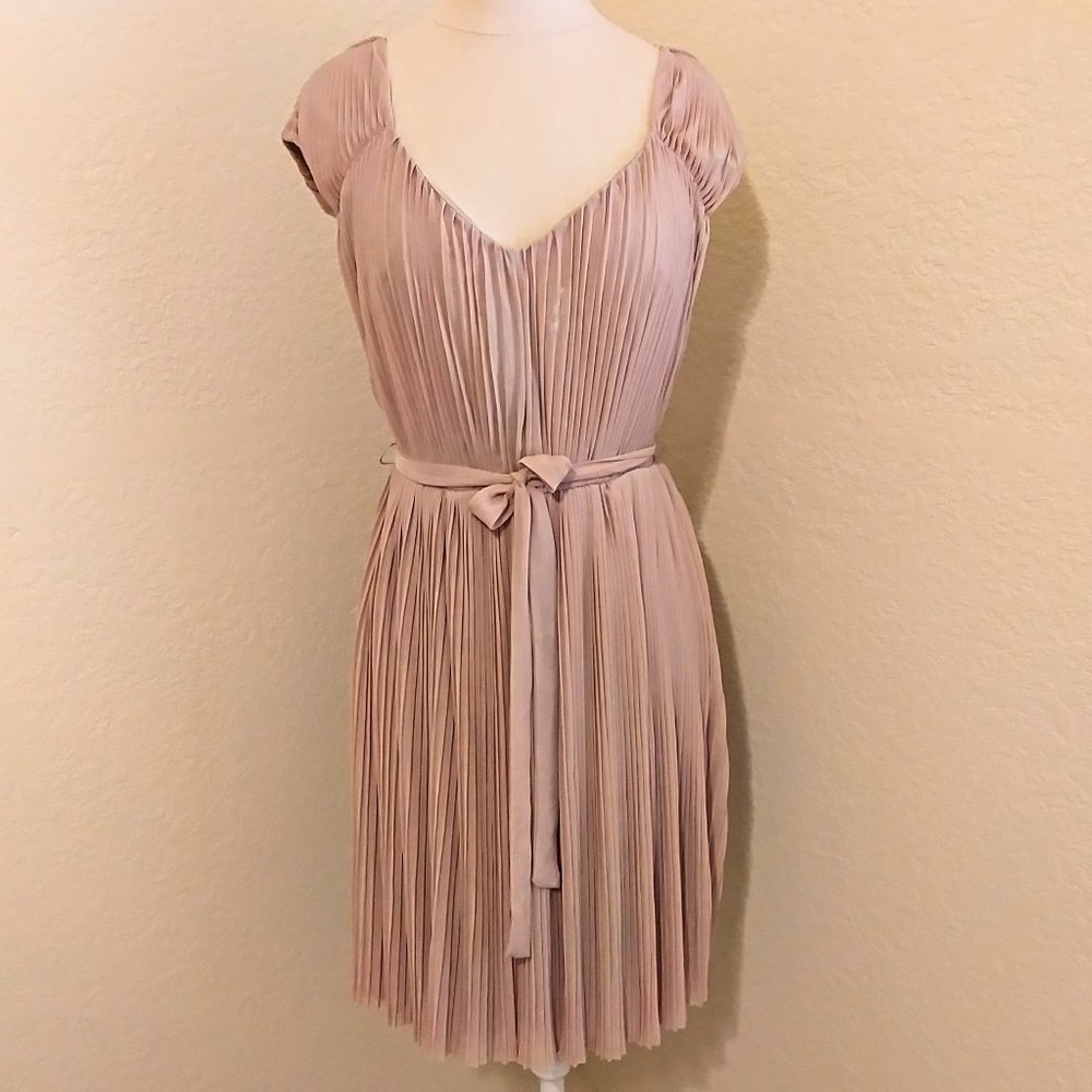 H&M pleated chiffon mauve dress